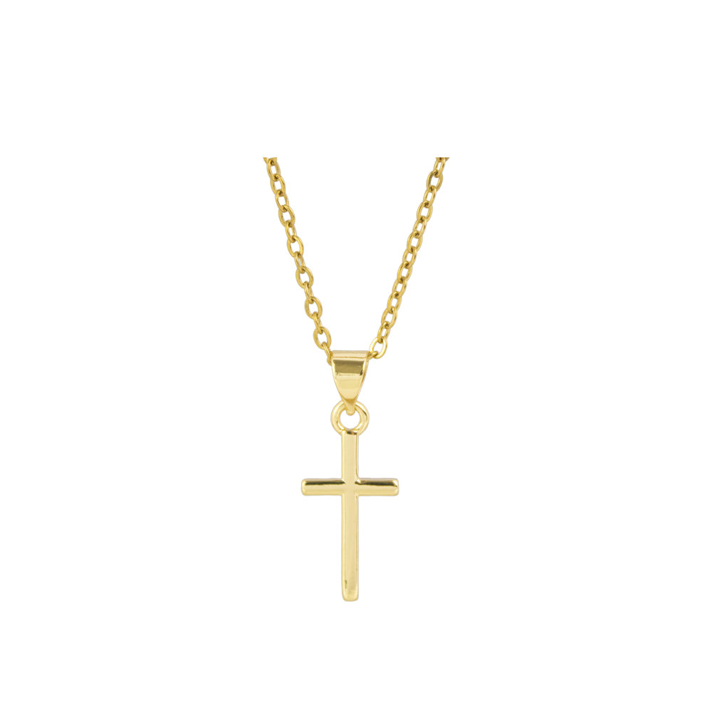 collar religioso, collar dorado de cruz, collar de cruz lisa, collar dorado religioso, collar delicado de cruz