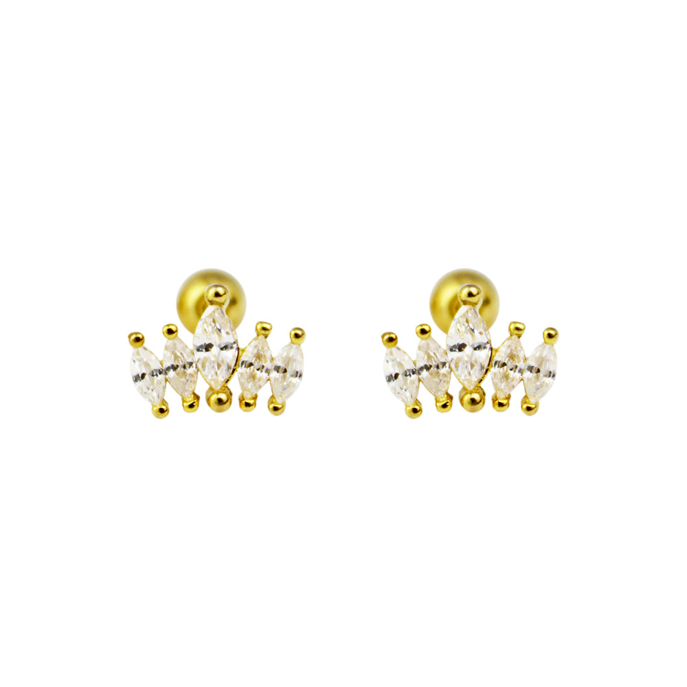Aretes dorados con piedras pequeñas