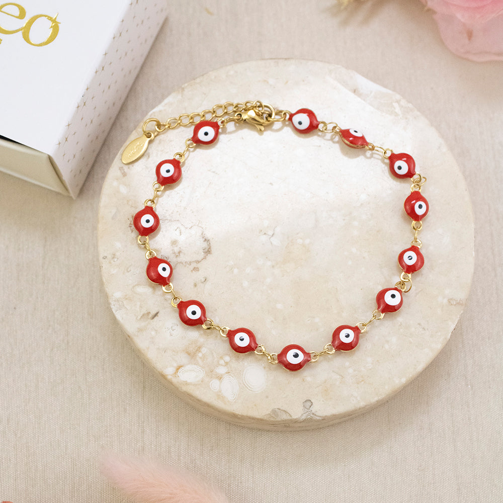 Pulsera Ojo turco Rojo Acero