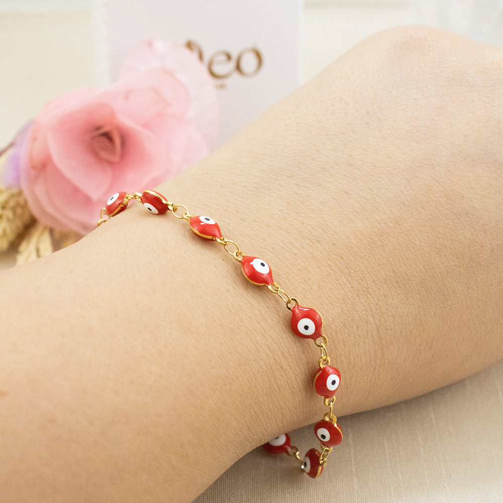 Pulsera Ojo turco Rojo Acero
