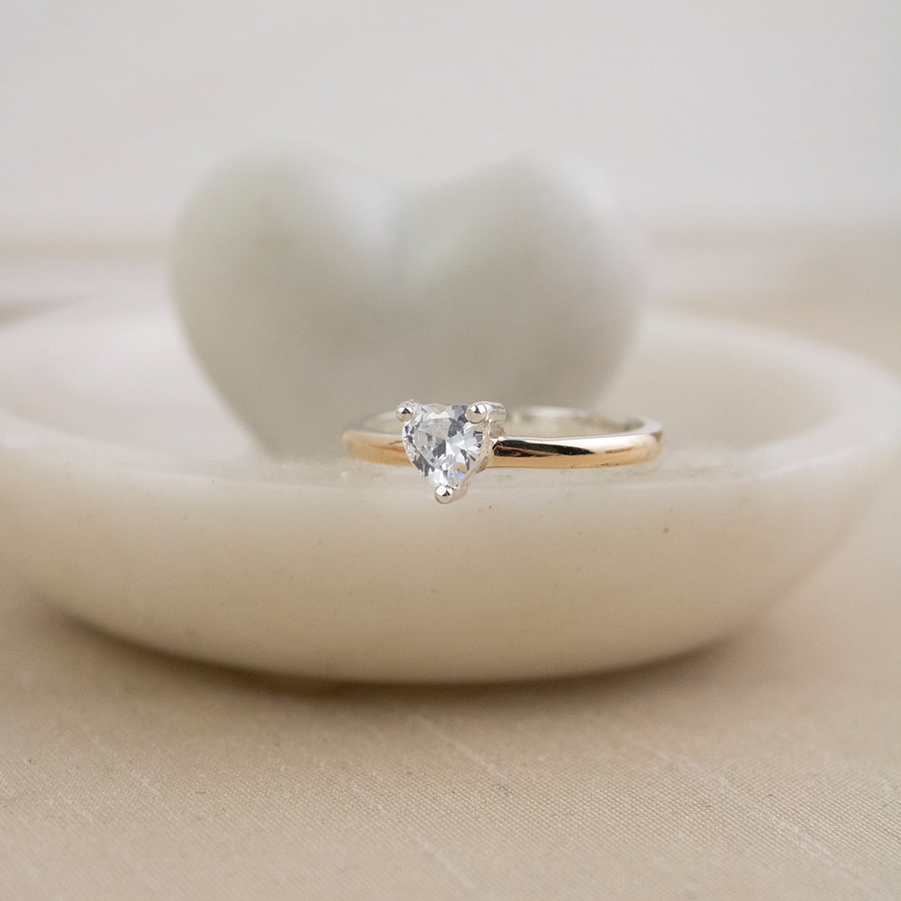 Anillo Corazón de Plata Laminado en Oro