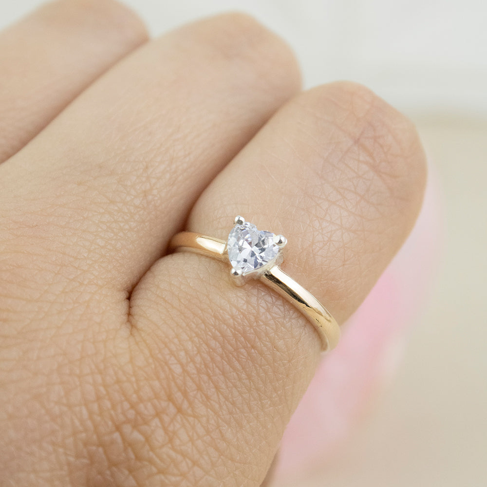 Anillo Corazón de Plata Laminado en Oro