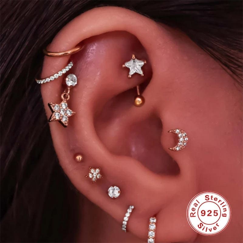 piercing de plata, piercing de estrellas, piercing con piedra, piercing dorado, piercing con baño de oro