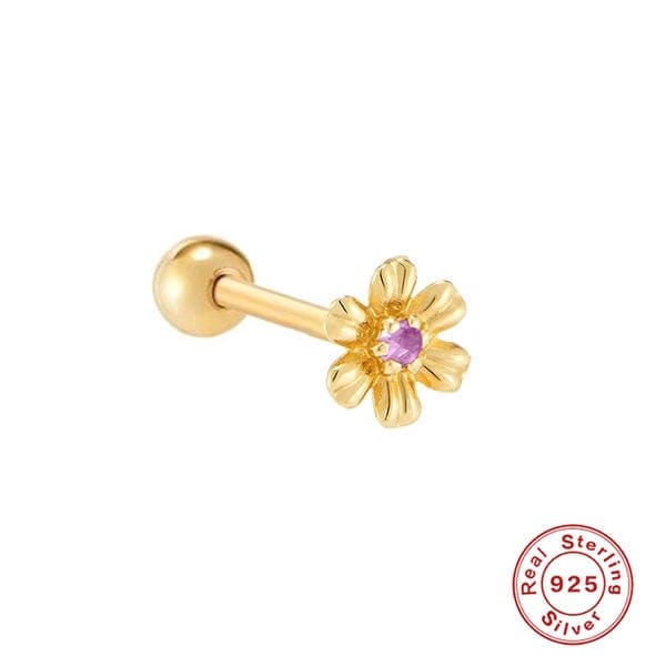 piercing de plata, piercing de flor, piercing con piedra, piercing con baño de oro, piercing dorado