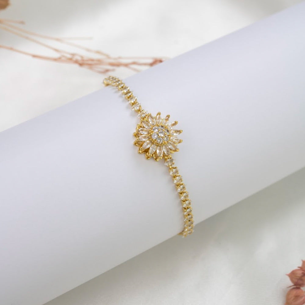 Pulsera Girasol Giratorio Regulable Dorado Acero