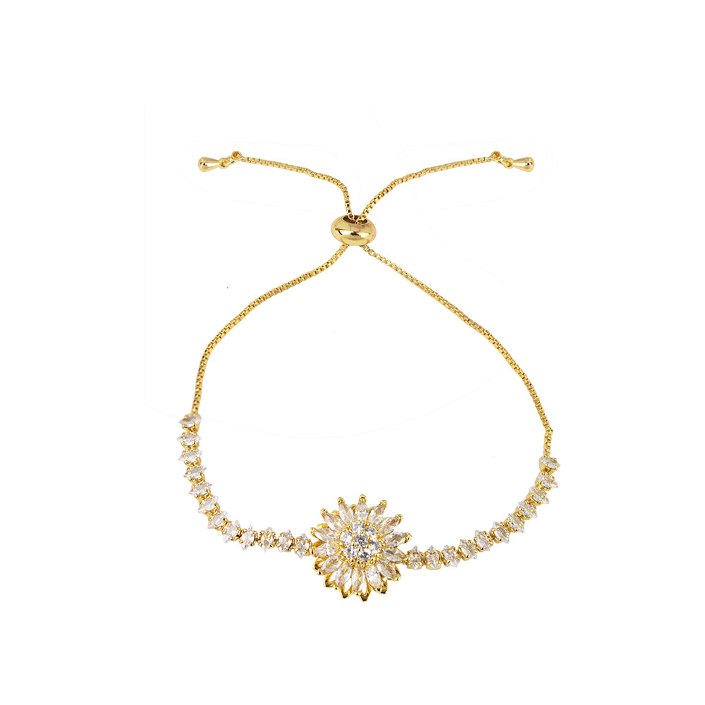 Pulsera Girasol Giratorio Regulable Dorado Acero