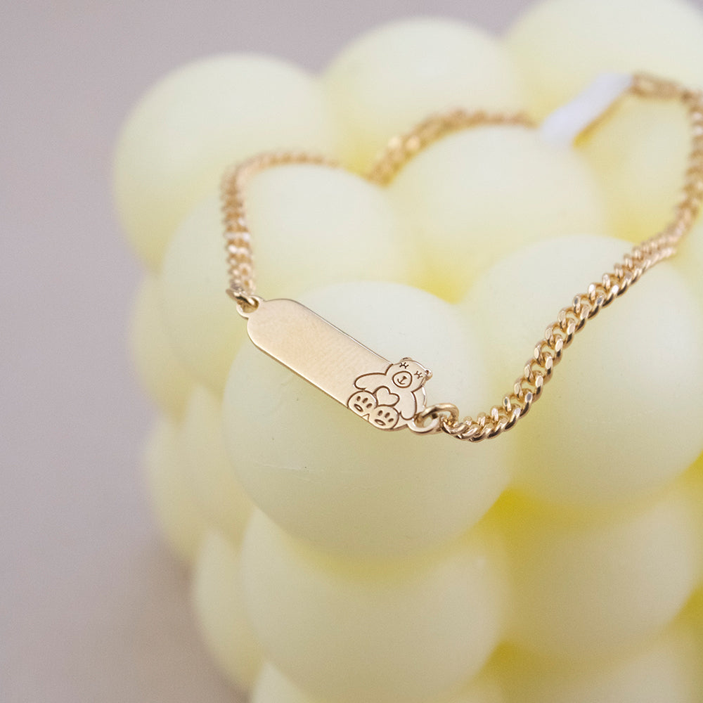 Pulsera para niña Osita Plata Bañada en Oro