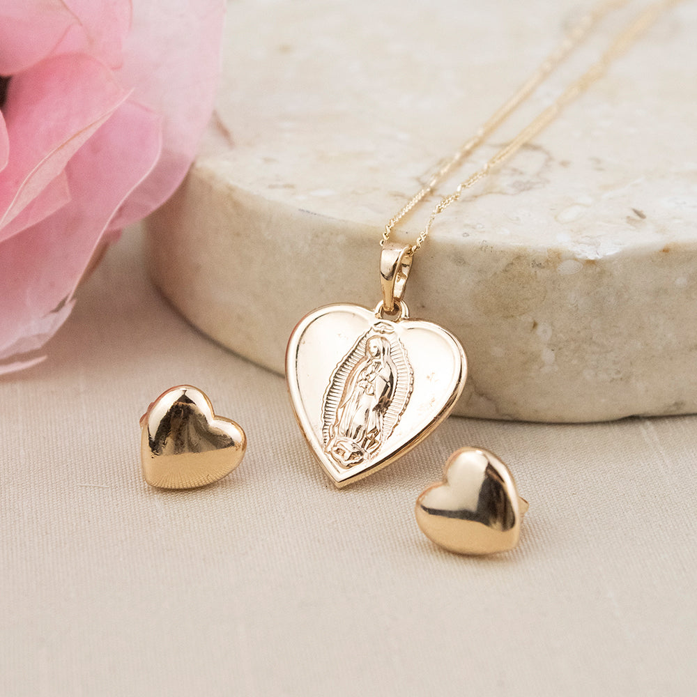 Set Corazón Virgen de Guadalupe Rose