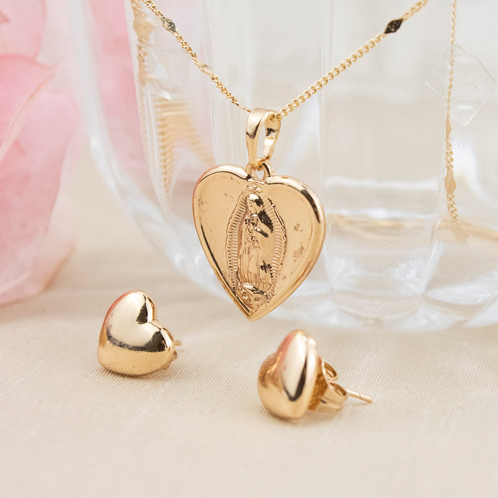 Set Corazón Virgen de Guadalupe Rose