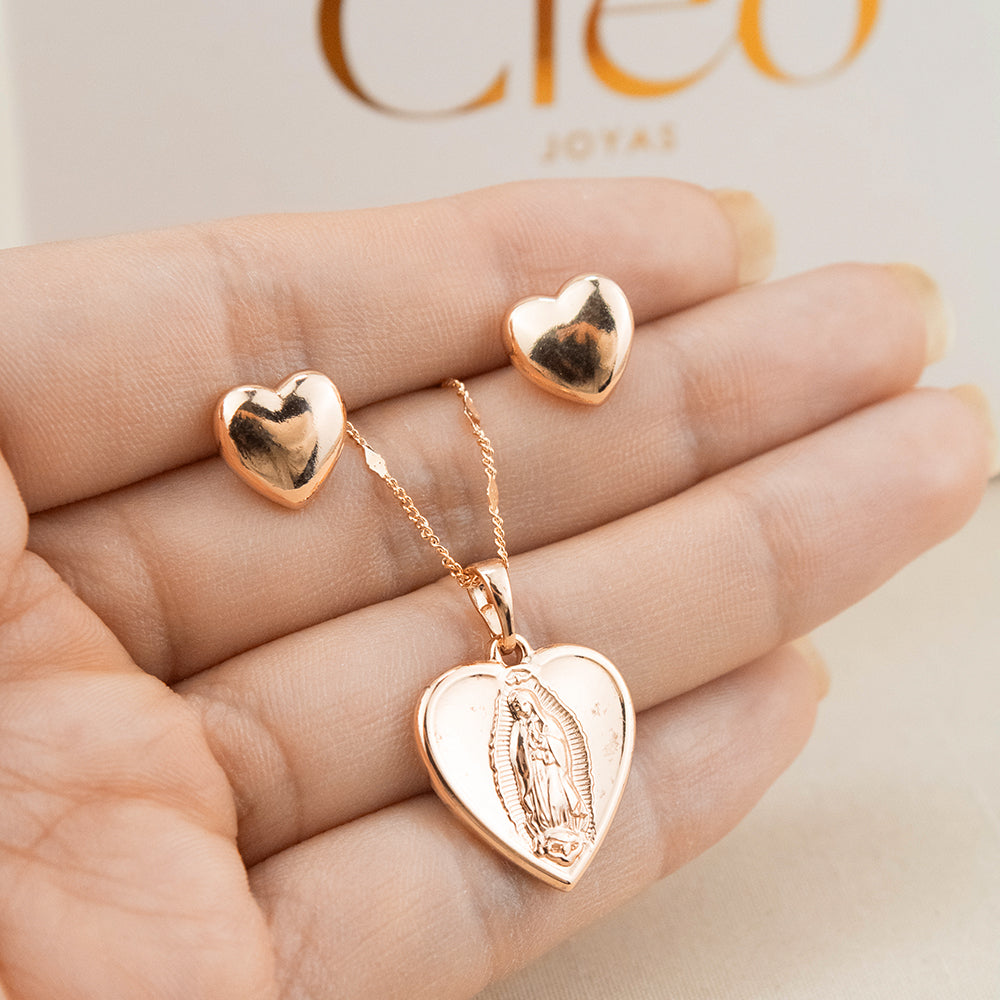 Set Corazón Virgen de Guadalupe Rose