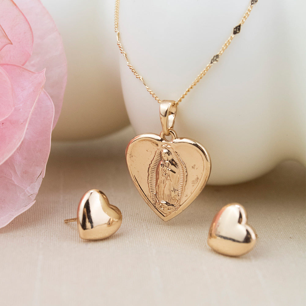 Set Corazón Virgen de Guadalupe Rose