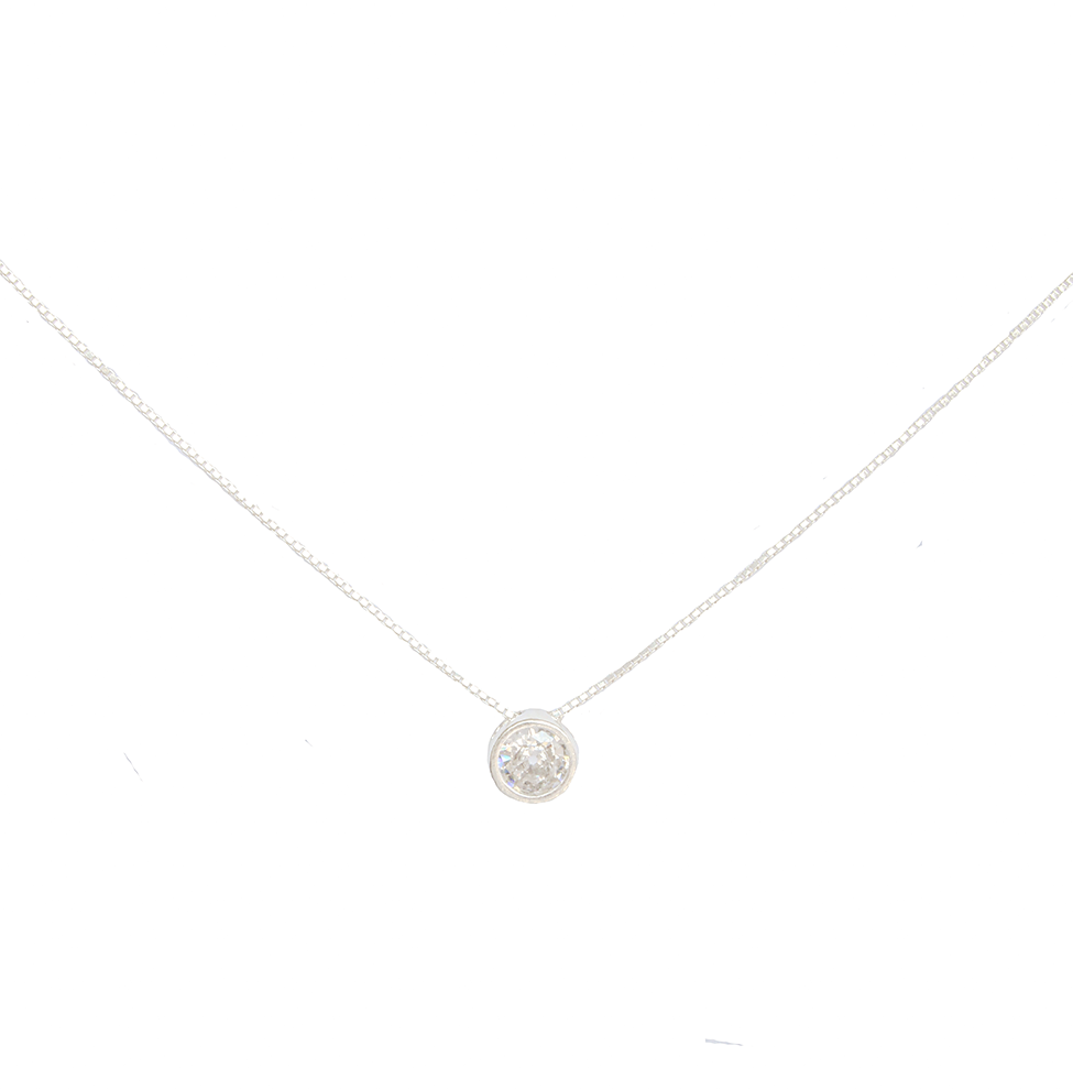 collar con dije de piedra, collar plateado con piedra, collar con colgante circular
