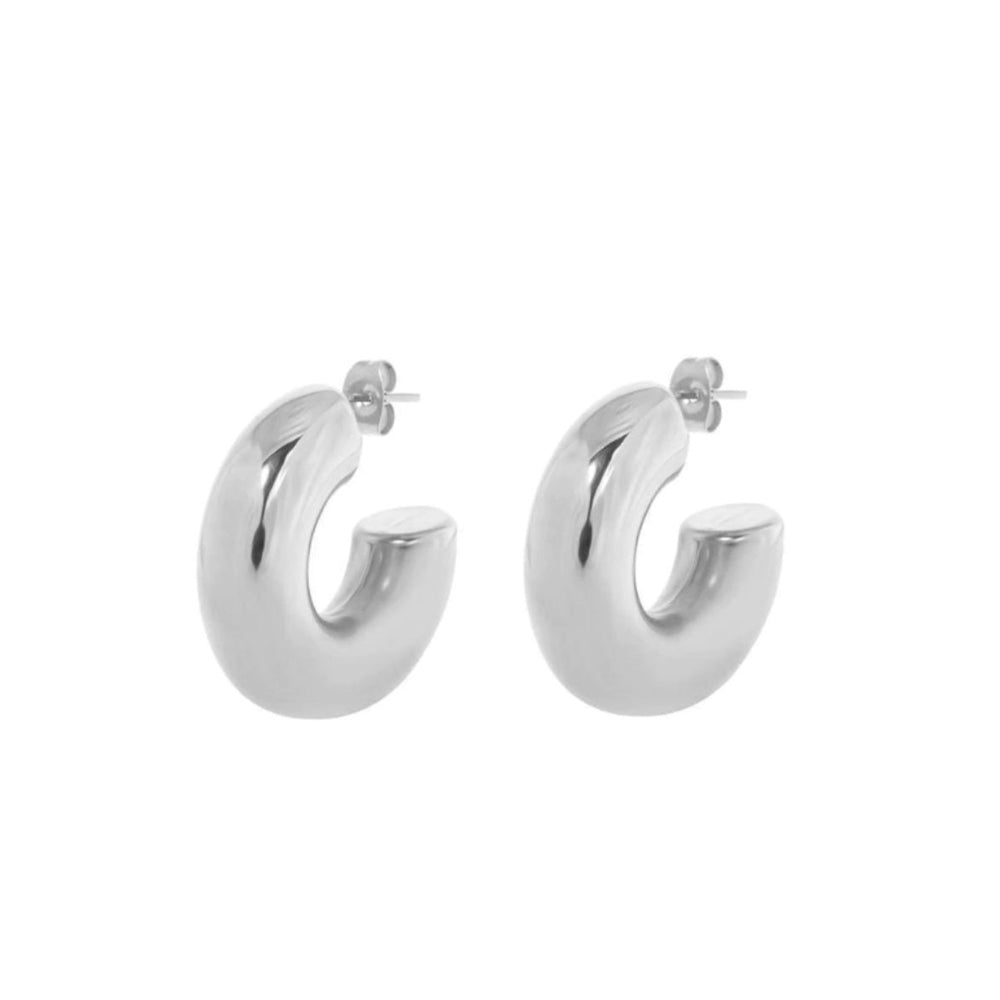 aretes en tendencia plateados, aretes chunky plateados, argollas chunky, argollas en tendencia