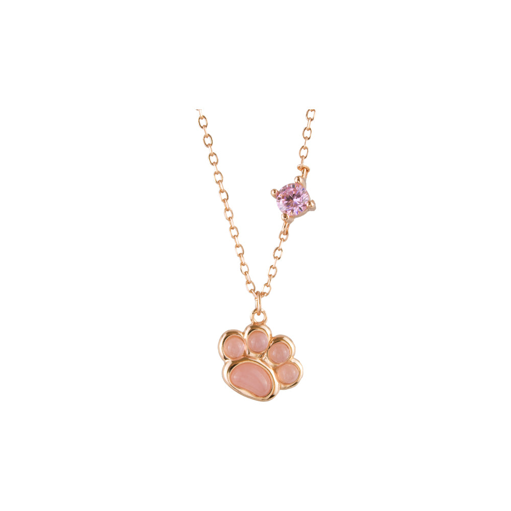 Collar Huellita de Amor Baño Rosa Plata