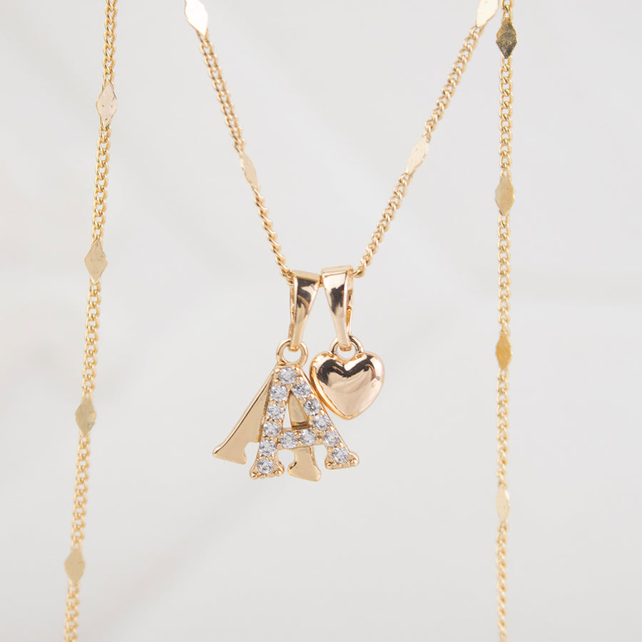 Collar Inicial con Corazón Rose