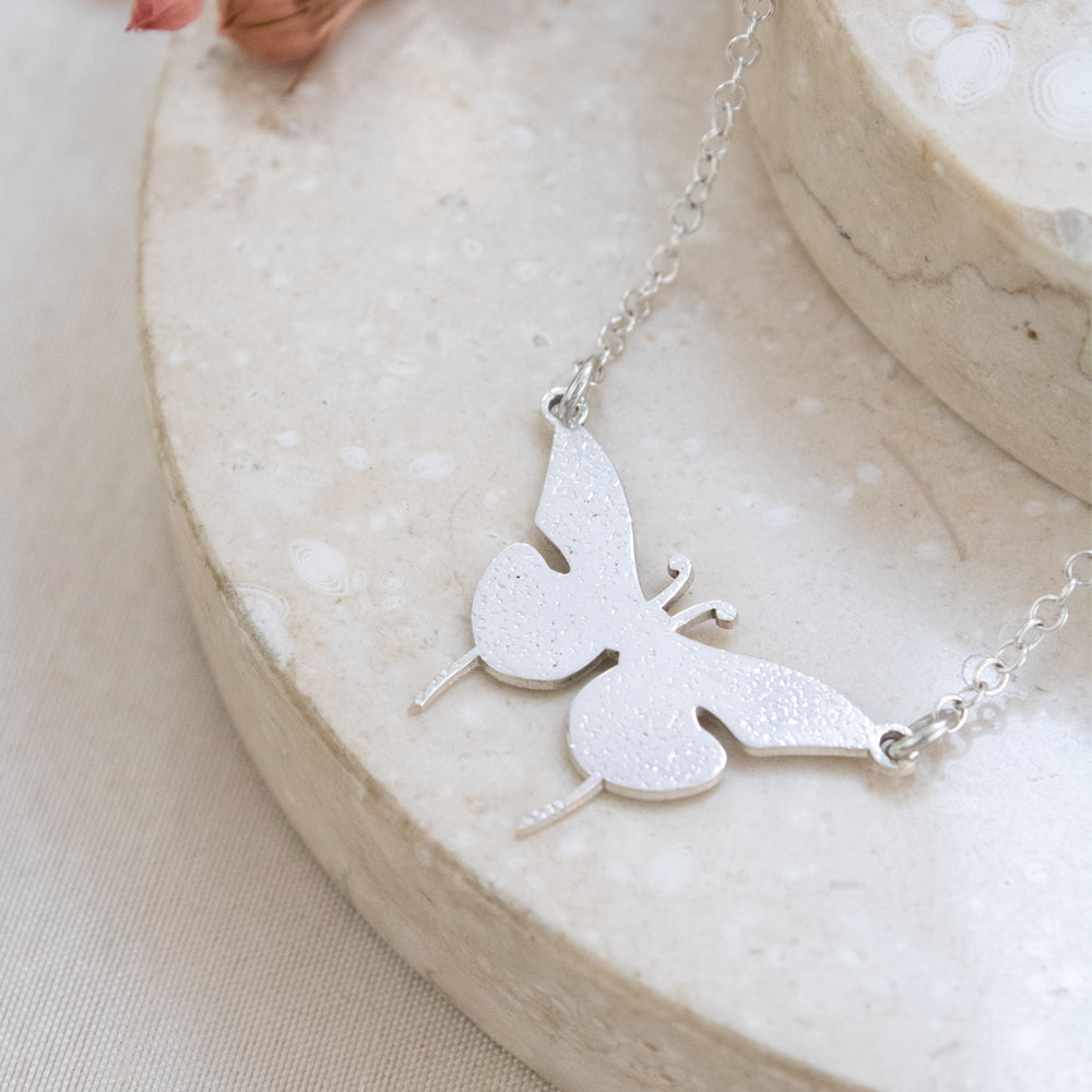 Collar Mariposa Brillante Plata