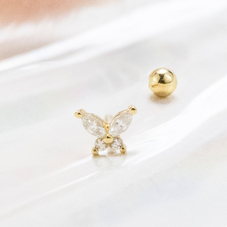 Arete Mariposa Butt 925 Dorado Plata