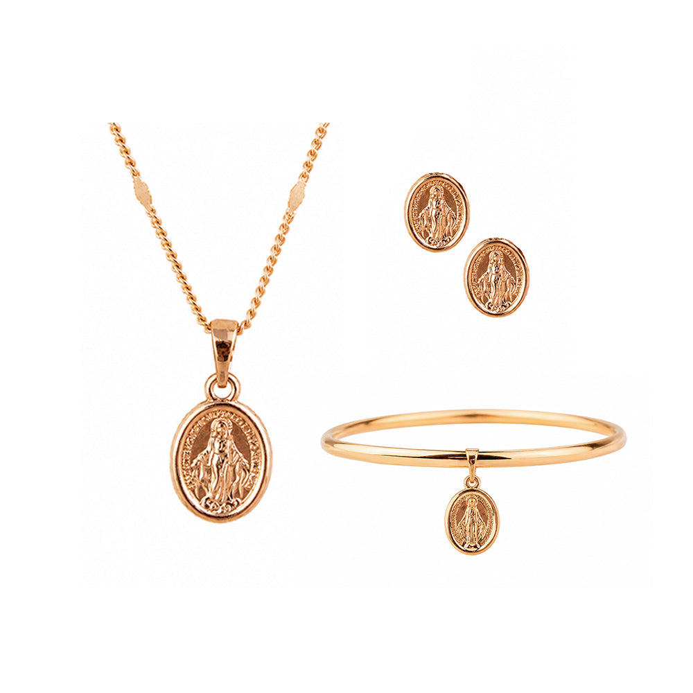 Set x3 Virgen Milagrosa Rose Acero