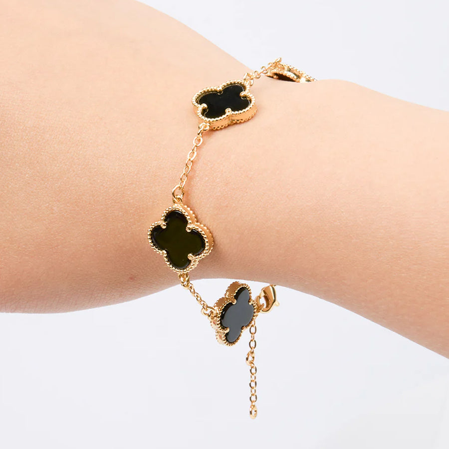Pulsera 5 Treboles Negro