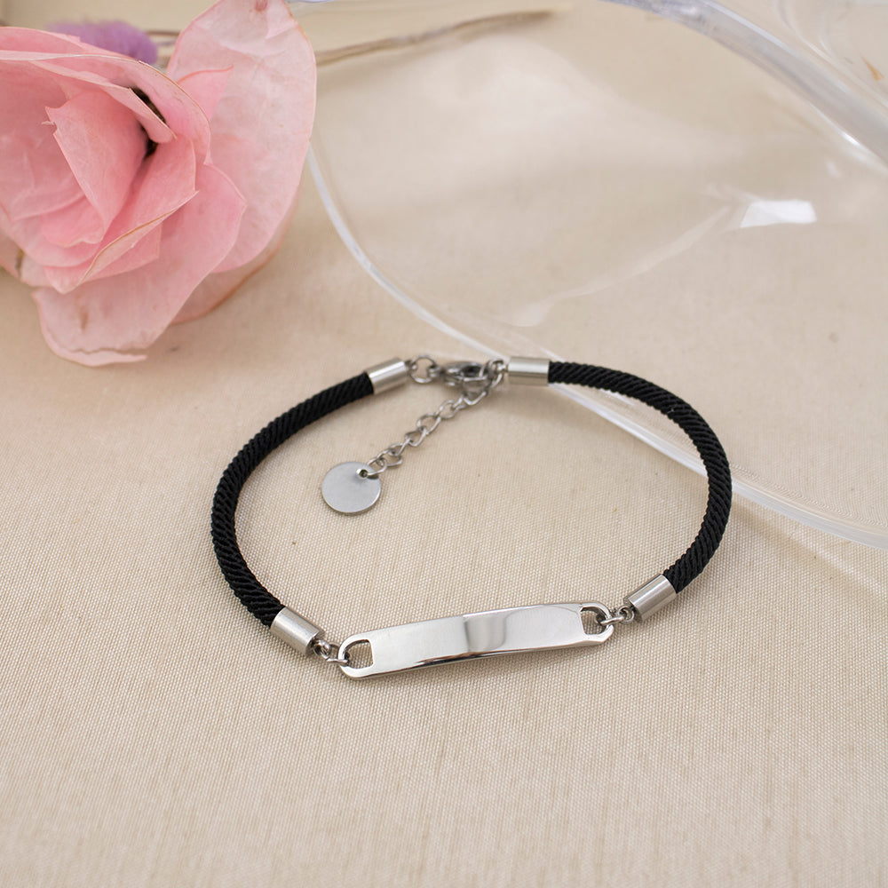 Pulsera de Soga Negro con Dije Plano