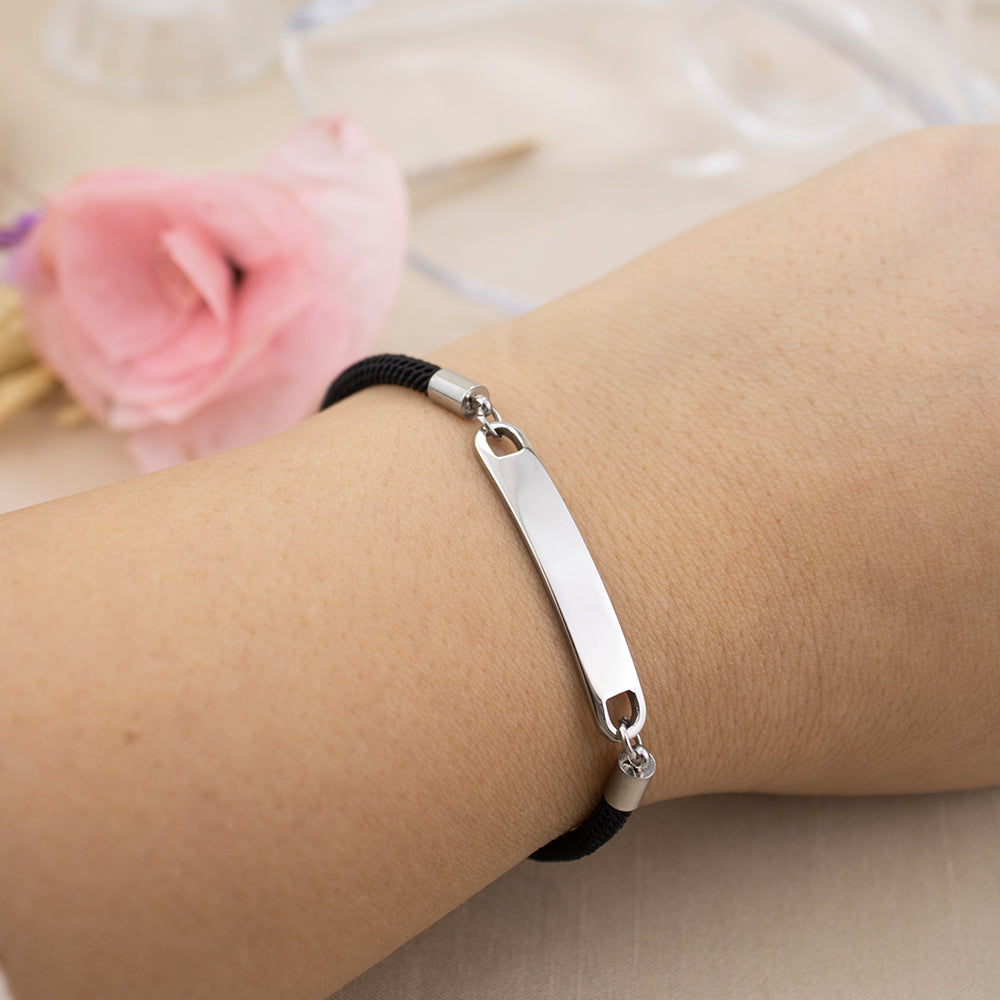 Pulsera de Soga Negro con Dije Plano
