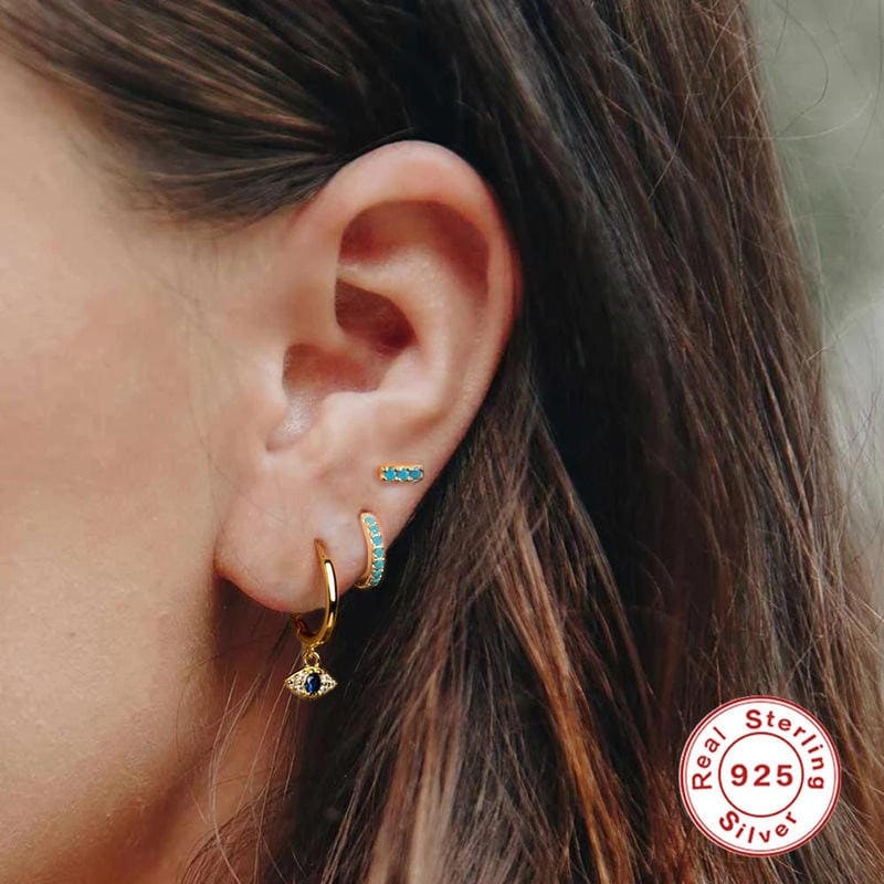 argollas dorado de ojo, argollas de ojo turco, pendientes doradas, argollas con colgante de ojo turco
