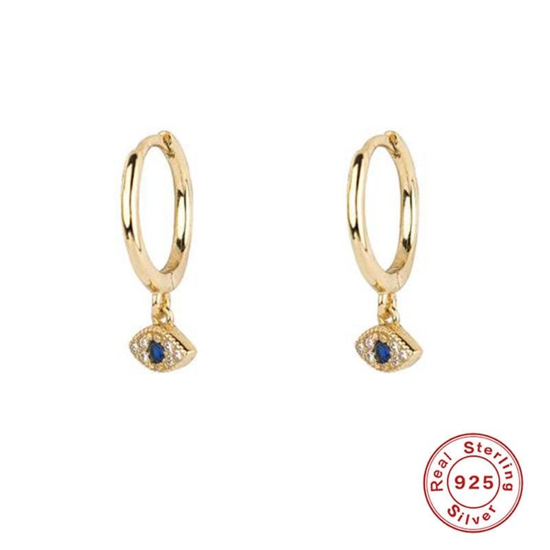 argollas dorado de ojo, argollas de ojo turco, pendientes doradas, argollas con colgante de ojo turco