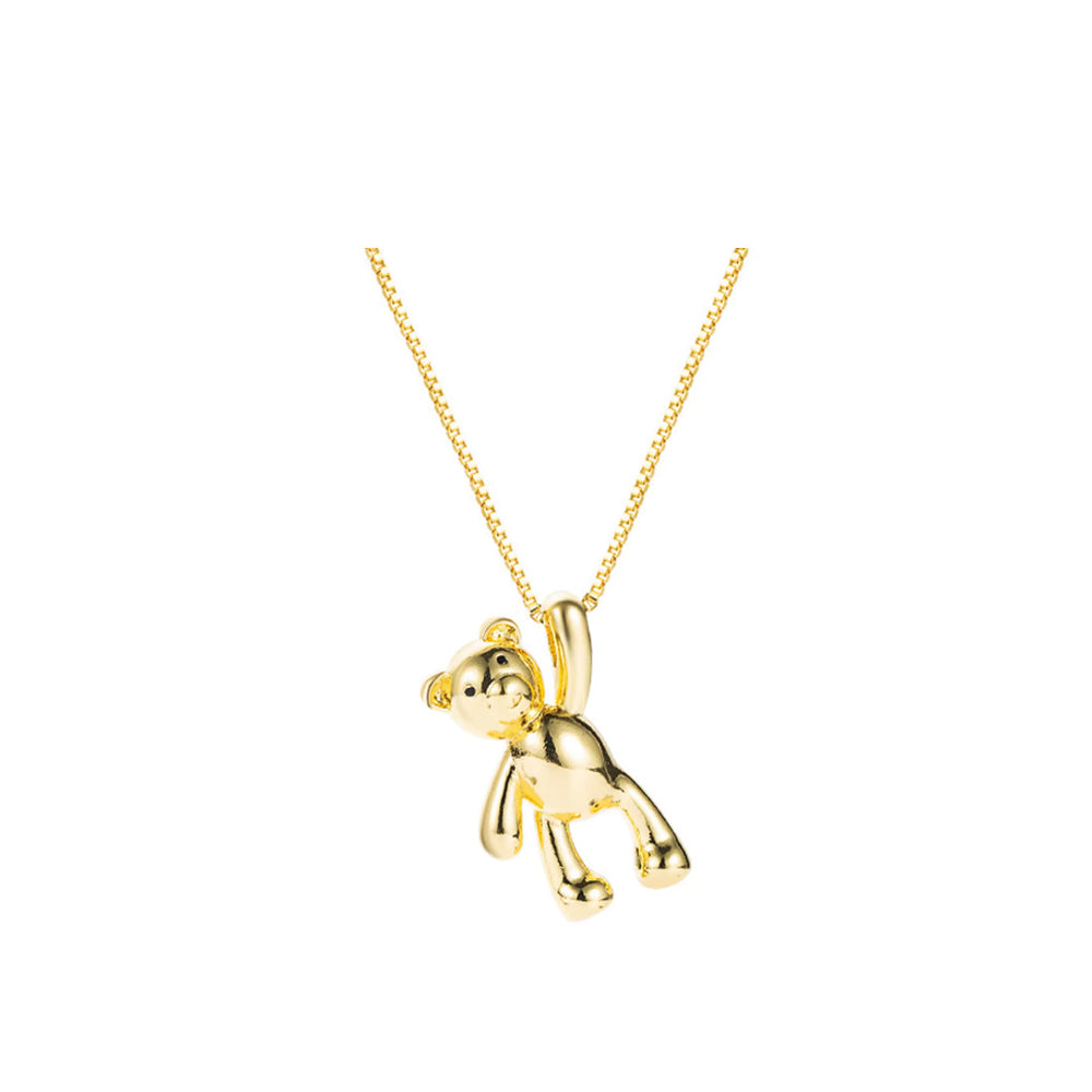 collar dorado de osito, collar con dije de oso colgante, collar dorado con dije de oso