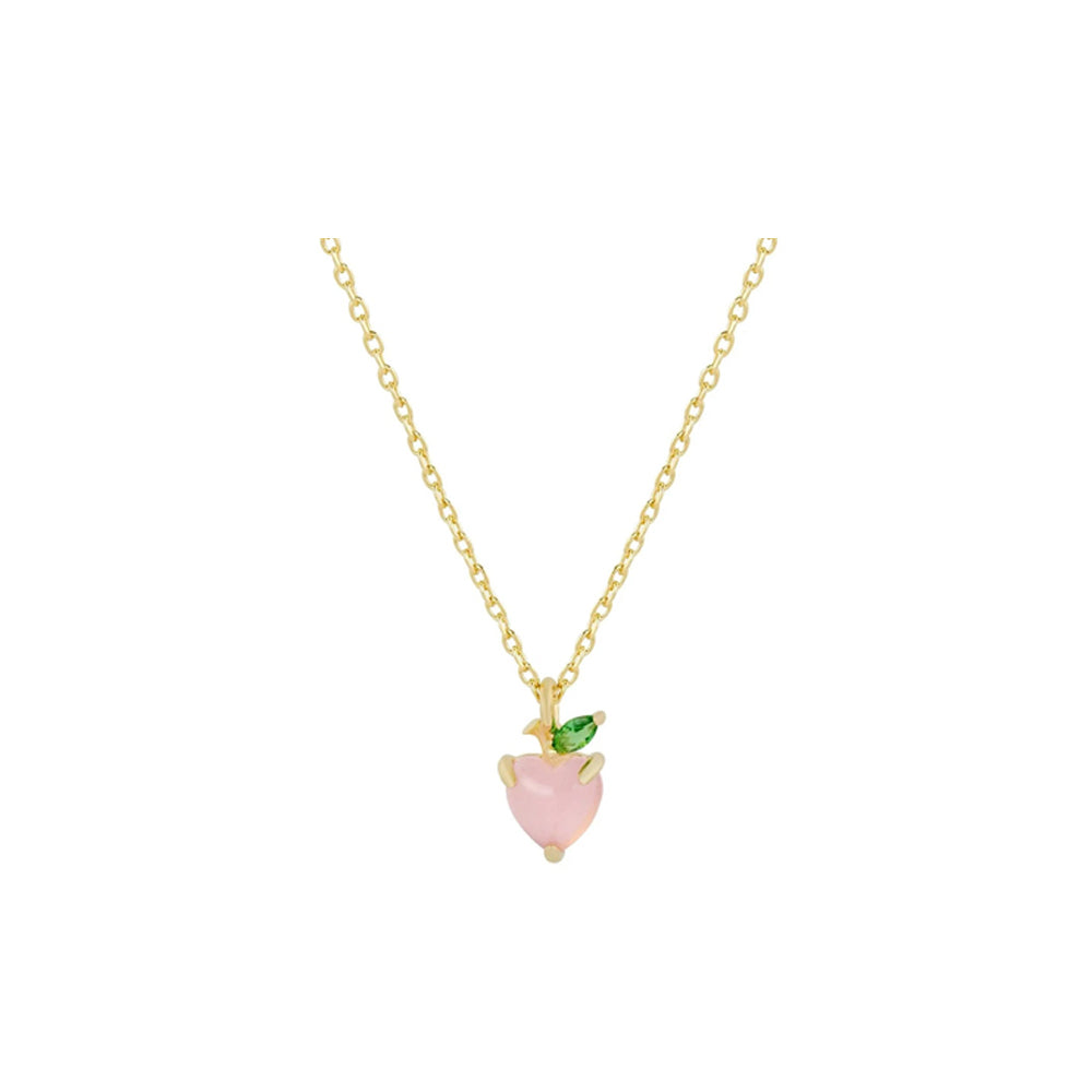 collar con dije de durazno, collar de frutas, collar dorado, collar con colgante de durazno