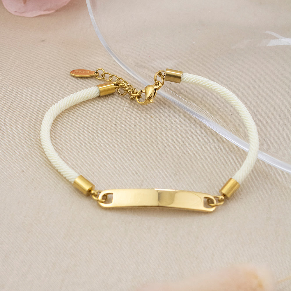Pulsera de Soga Perla con Dije Plano