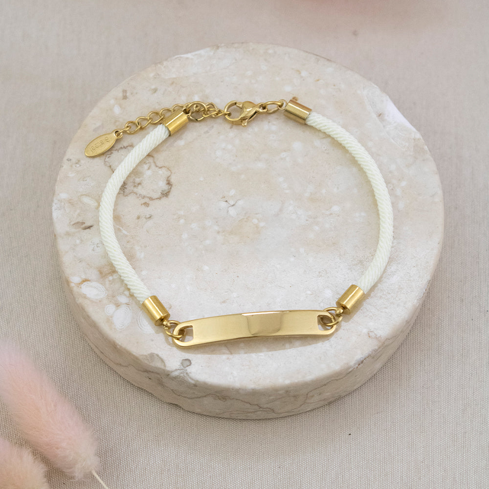 Pulsera de Soga Perla con Dije Plano