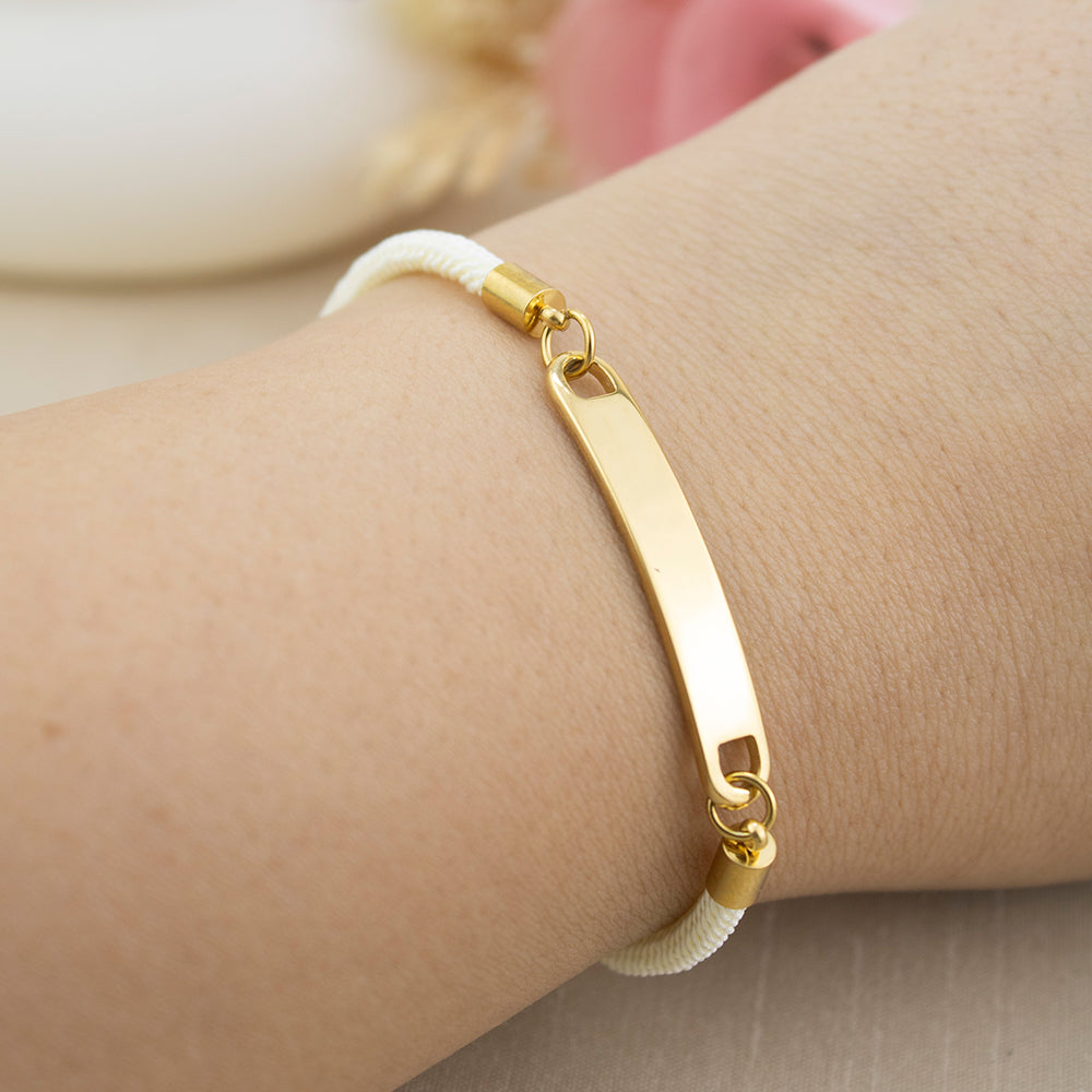 Pulsera de Soga Perla con Dije Plano