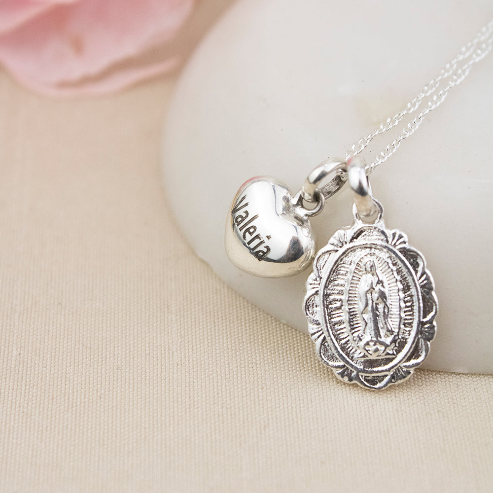 Collar Virgen de Guadalupe Grabado Plata