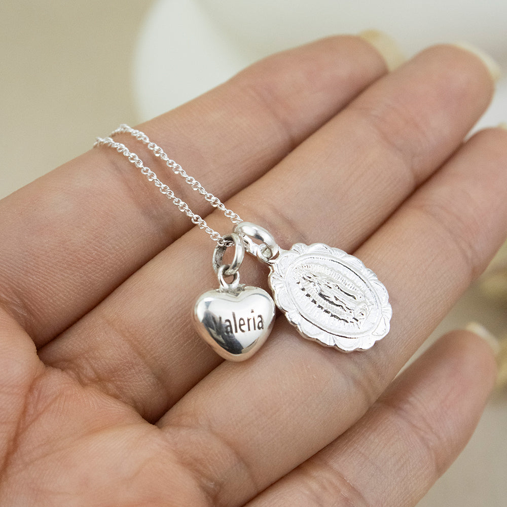 Collar Virgen de Guadalupe Grabado Plata
