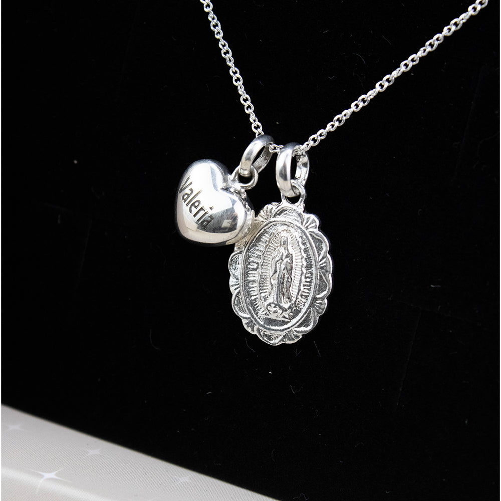 Collar Virgen de Guadalupe Grabado Plata