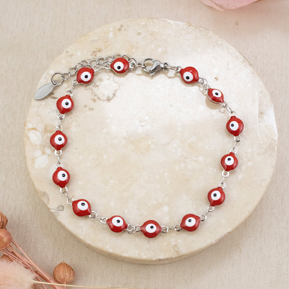 Pulsera Ojo turco Rojo Acero