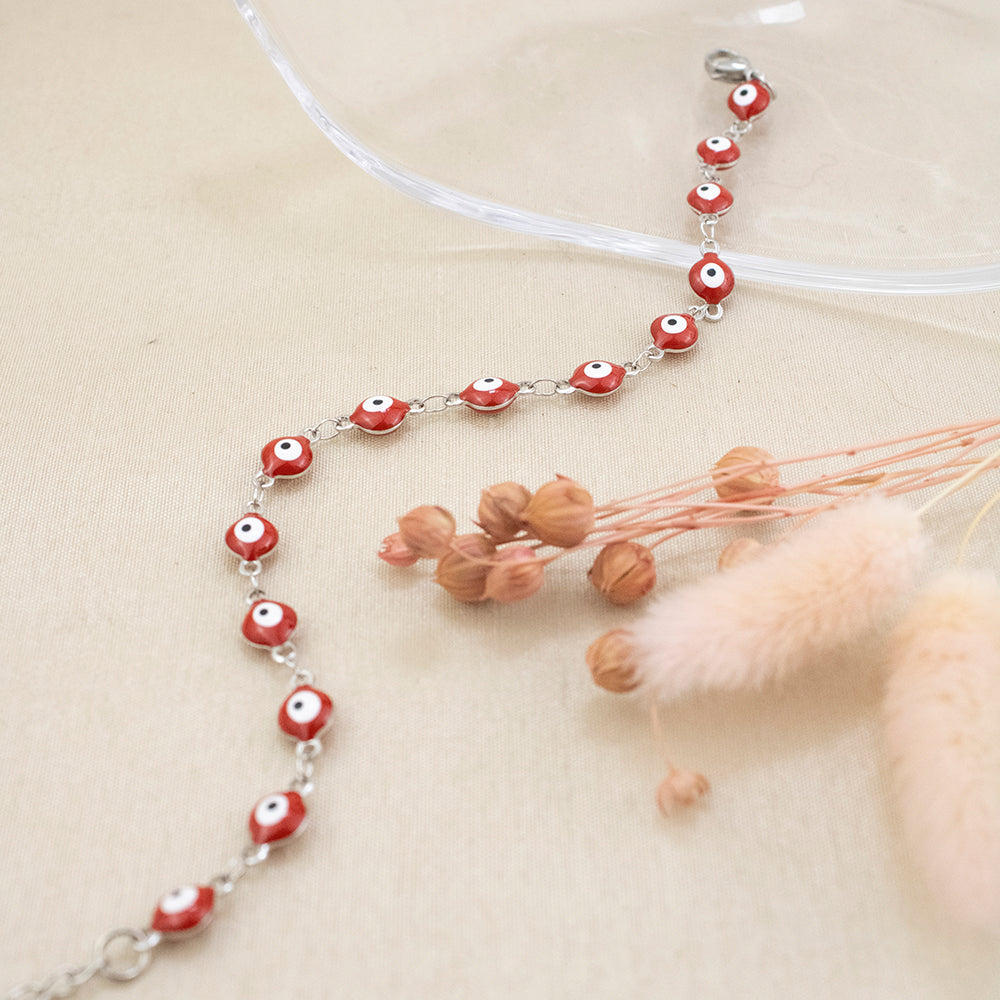 Pulsera Ojo turco Rojo Acero