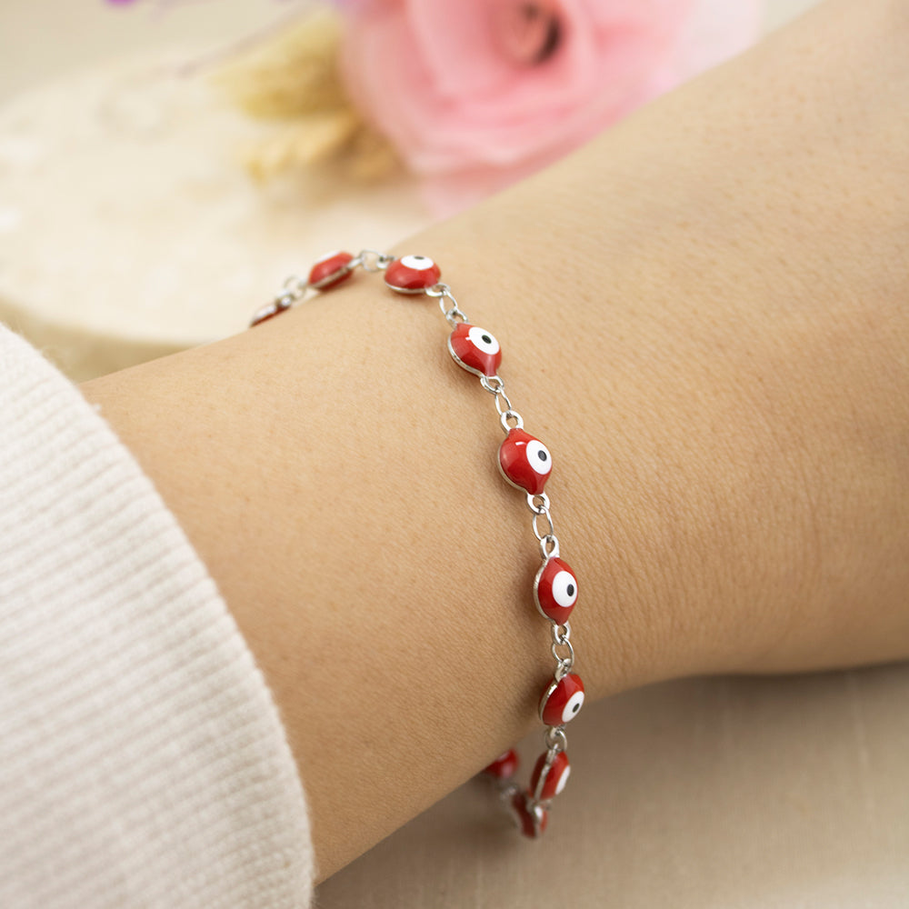 Pulsera Ojo turco Rojo Acero