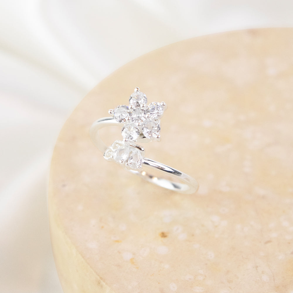 anillo de plata regulable, anillo de plata, anillo de flor, anillo anti estrés, anillo anti ansiedad, anillo giratorio