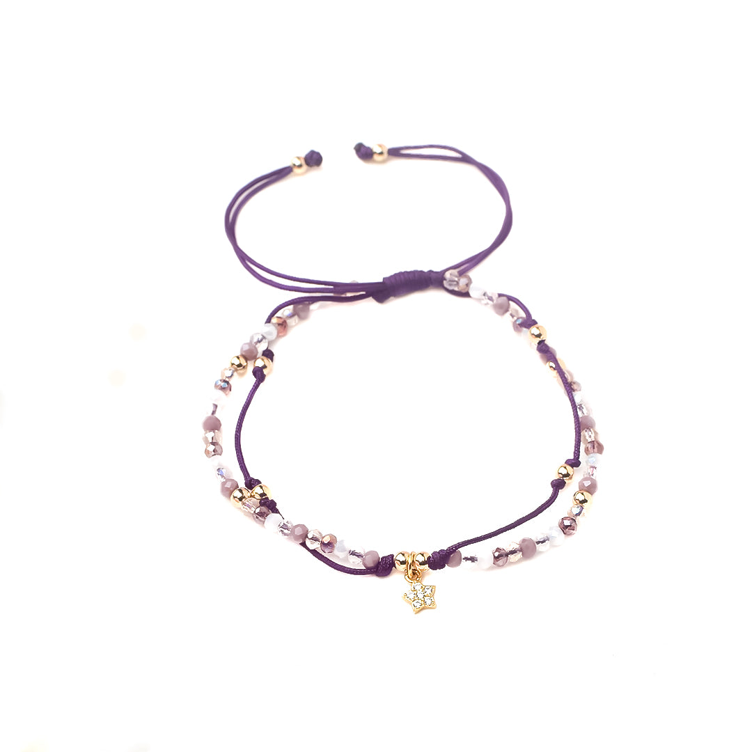 pulsera regulable de hilo, pulsera de hilo, pulsera tejida, pulsera de luna, pulsera con piedra