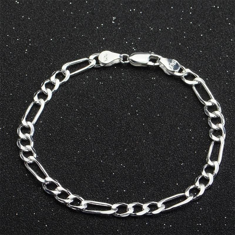Pulsera Figaro Tipo Cartier Hombre Plata