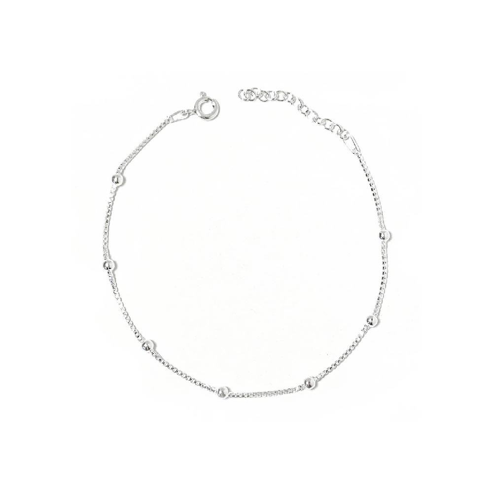pulsera de plata, pulsera de bolitas, pulsera de bolitas plateadas, pulsera de cadena