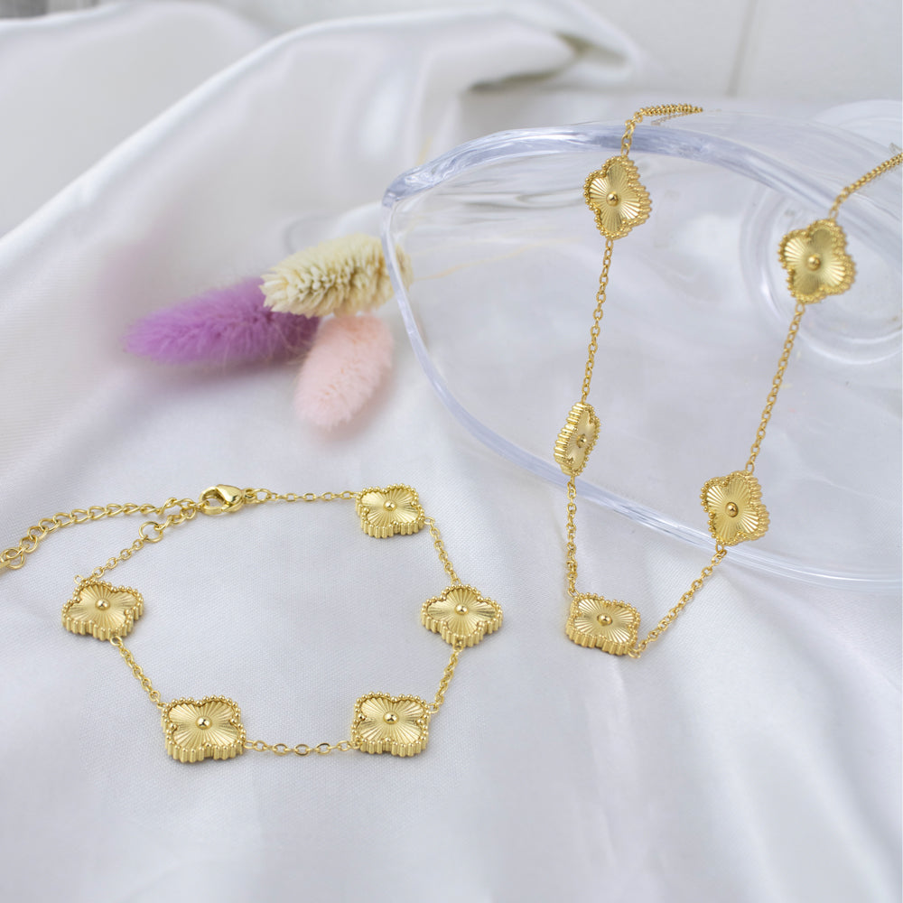 Pulsera 5 Treboles Dorado