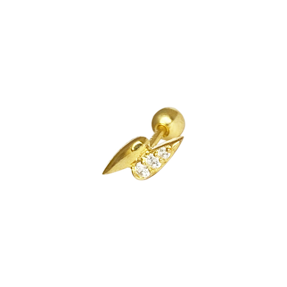 Piercing Rayo 925 Dorado Plata