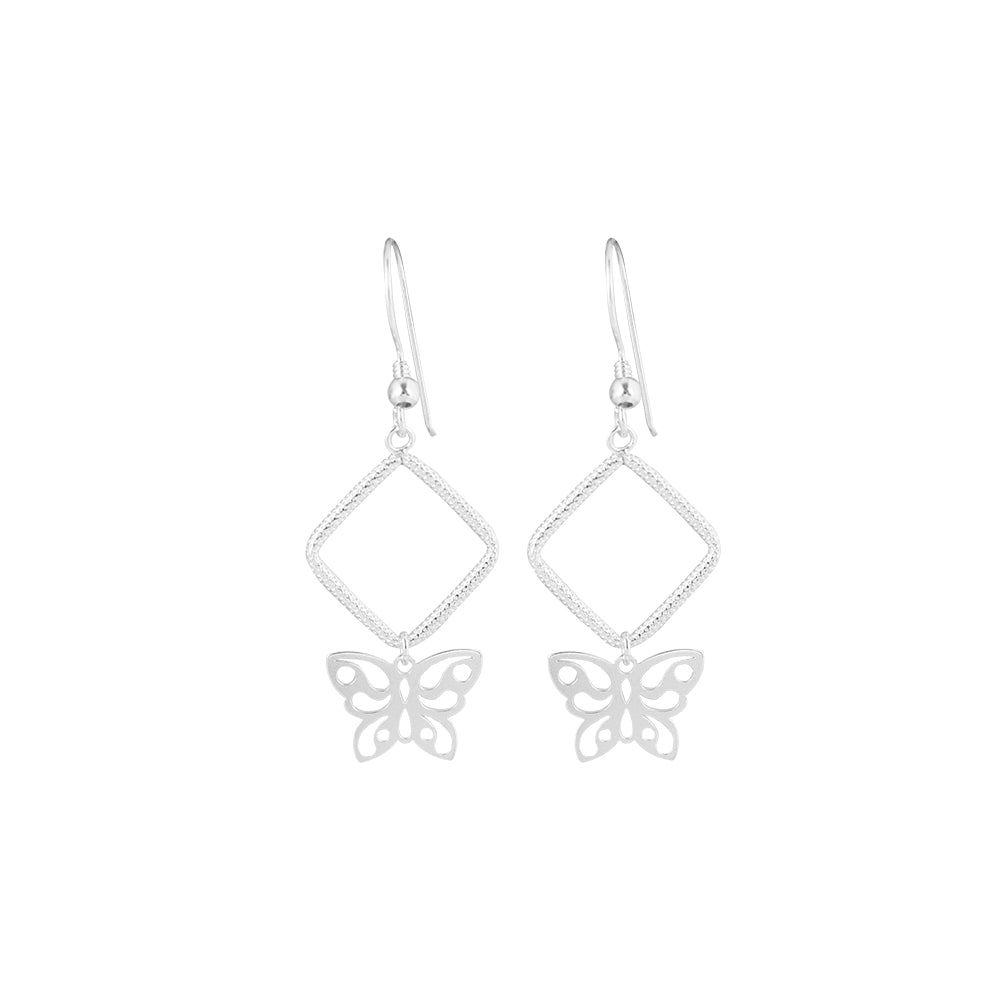 Arete Mariposa Geométrica Plata