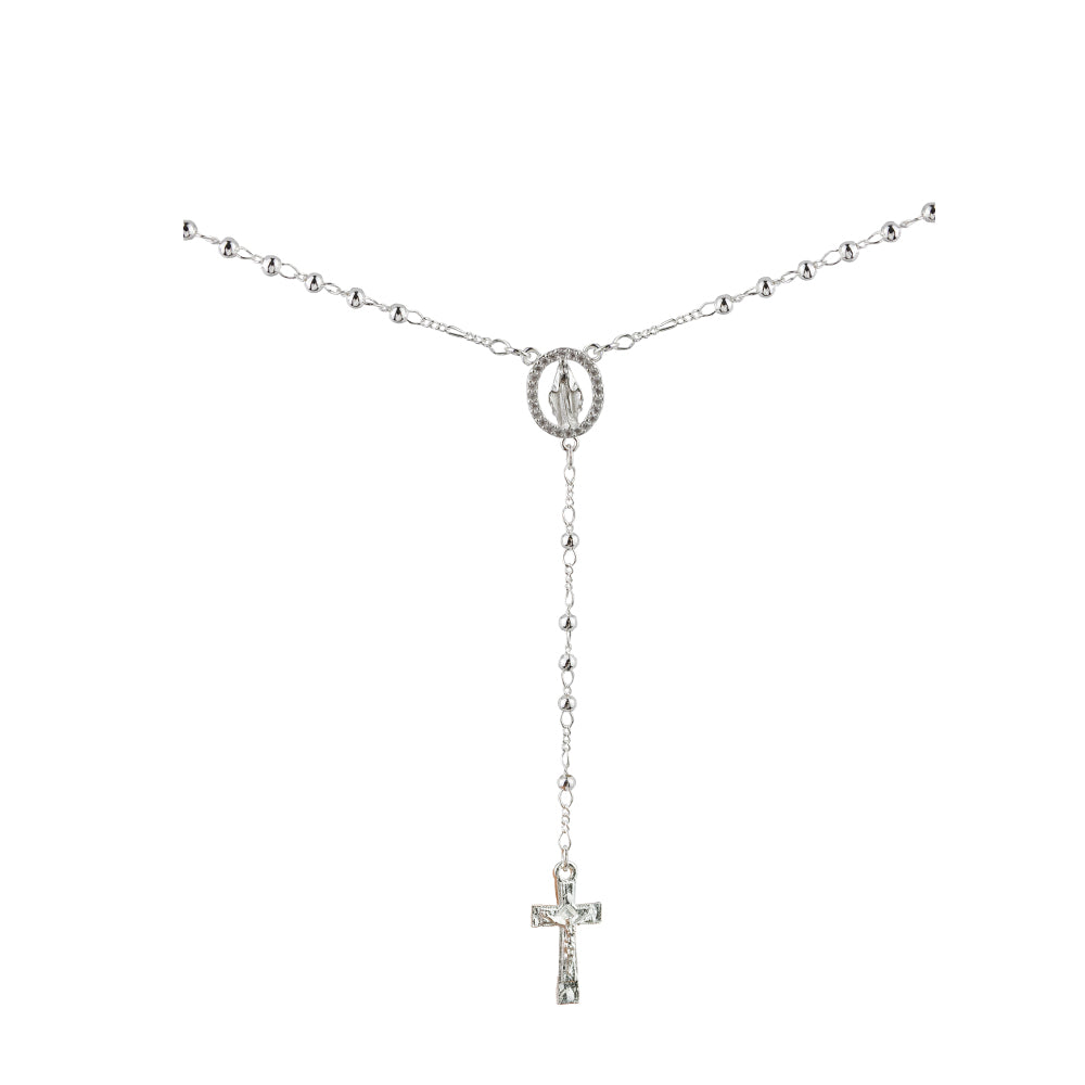 rosario de plata, rosario, collar de cruz, collar religioso, collar de virgen, collar de plata, collar para rezar