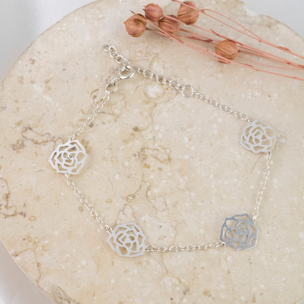 Pulsera Rosas Plateado Plata