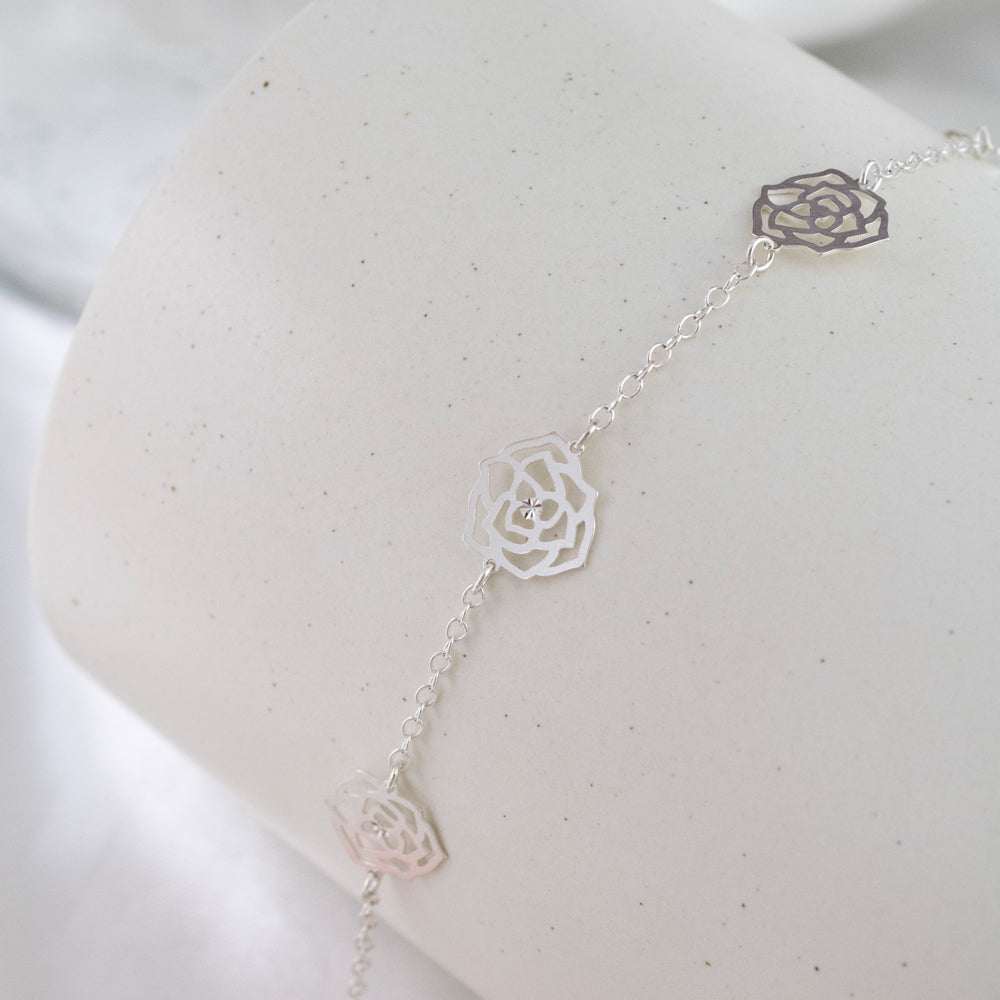 Pulsera Rosas Plateado Plata