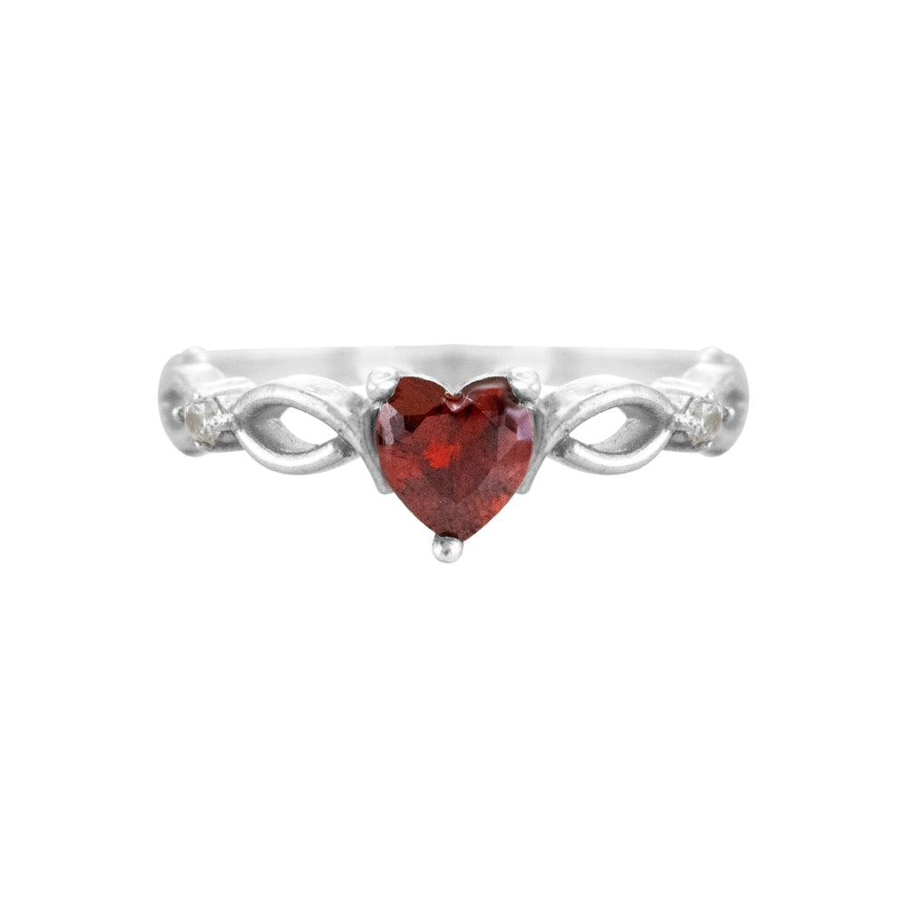 Anillo Rubi Corazón Plateado Plata