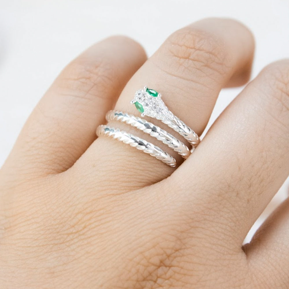 Anillo Snake Plateado Acero